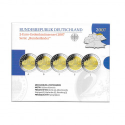 5 Commemorative Coins Set 2 Euro Germany A+D+F+G+J Year 2007 Mekelborg-Vörpommern Proof