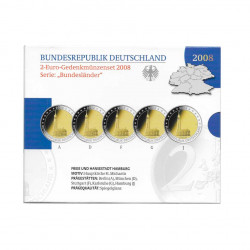 5 Gedenkmünzen 2 Euro Deutschland A+D+F+G+J Jahr 2008 Hamburg Spiegelglanz