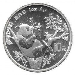 Coin 10 Yuan China Panda sitting on branch Year 1995 Silver Proof