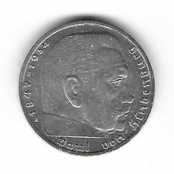 Coin Germany 2 Reichmark Year 1937 Swastika