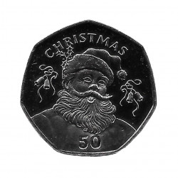 Coin Gibraltar Year 2017 Christmas 50 Pence Xmas Bust Santa Uncirculated