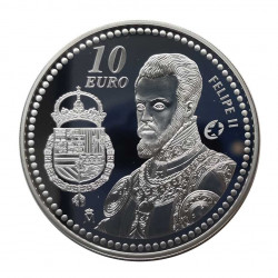 Silver Coin 10 Euros Spain King Felipe II Year 2009 | Numismatics Shop - Alotcoins