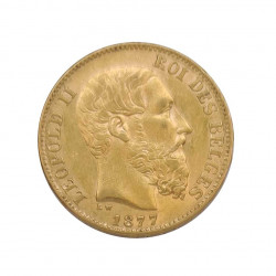 Goldmünze von 20 Franken Belgien Leopold II 6,45 g Jahr 1877 | Sammelmünzen - Alotcoins