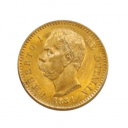 Goldmünze von 20 Lire Italien Umberto I. von Savoyen 6,45 g Jahr 1881 Gedenkmünze | Sammelmünzen - Alotcoins