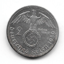 Coin Germany 2 Reichmark Year 1939 Swastika