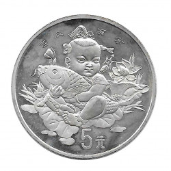 Silbermünze 5 Yuan China Mädchen Glück Jahr 1997 Unzirkuliert UNZ | Silbermünzen - Alotcoins