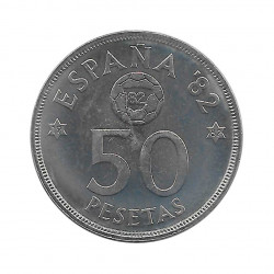 Coin 50 Pesetas Spain Soccer World Cup 1982 Star 82 Year 1980 Uncirculated UNC | Numismatics shop - Alotcoins