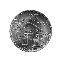 Coin 25 Pesetas Spain General Franco Year 1957 Star 69 Uncirculated UNC | Collectible coins - Alotcoins