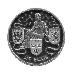 Silbermünze Gibraltar 21 ECU Österreich, Schweden und Finnland Jahr 1995 Polierte Platte PP | Sammlermünzen - Alotcoins