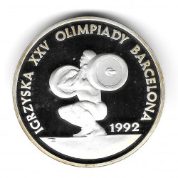 Moneda Polonia Año 1991 200.000 Zlotys Plata Levantamiento de pesas Proof PP