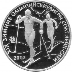 Silbermünze 3 Rubel Russland Olympischen Winterspiele Skilanglauf Jahr 2002 Polierte Platte PP | Numismatik Store - Alotcoins