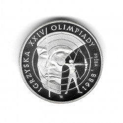 Münze Polen Jahr 1987 1.000 Złote Silber Olympische Spiele Bogenschießen Proof PP
