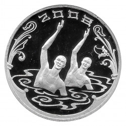 Coin Russia 2008 3 Rubles Oly Beijing Synchronized Swimming Silver Proof PP